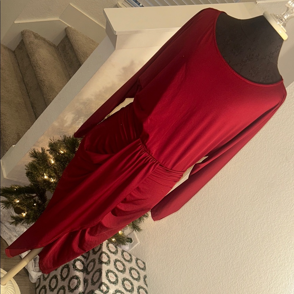 Chic Long Sleeve Burgundy Dress